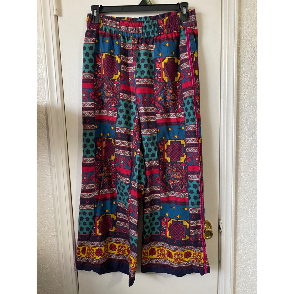 Anthropologie Bohemian Patchwork Wide Leg Palazzo‎ Pants Womens Size M